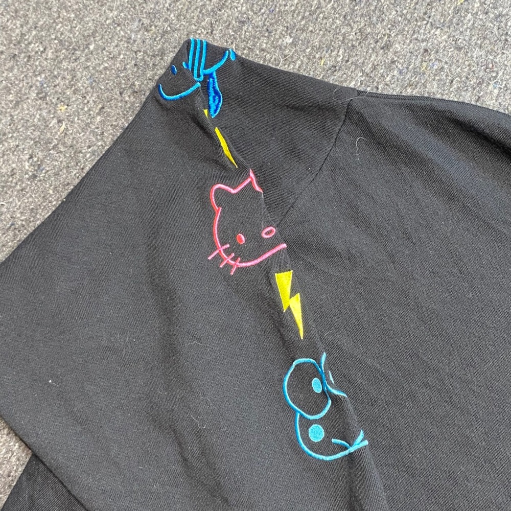 Hello Kitty Zumba Hoodie Sz XXL Womens Black Neon Graphic Cropped Sweatshirt - Picture 3 of 7